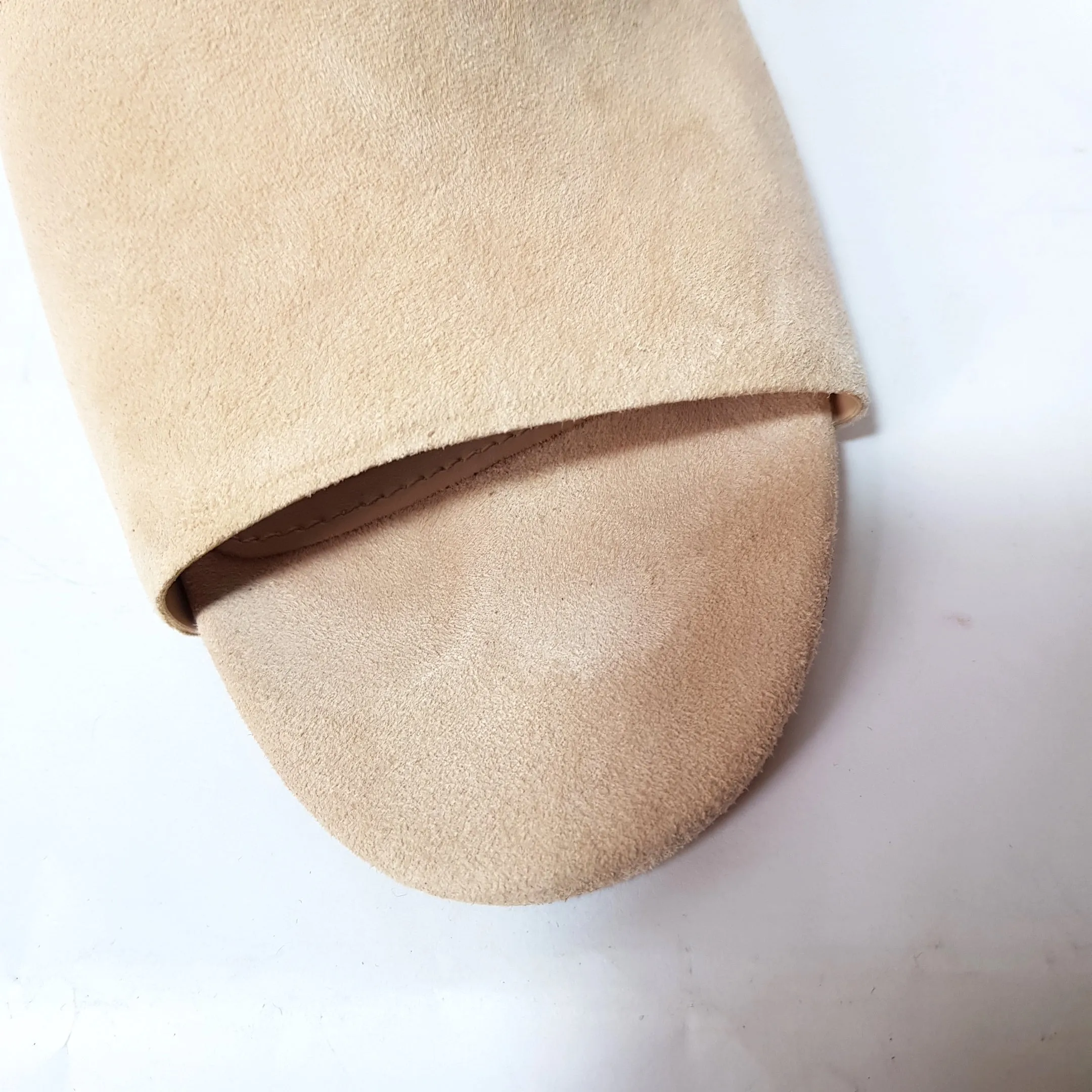 ALDO EDAREMMA Beige Suede Peep Toe Mules | Gently Used |
