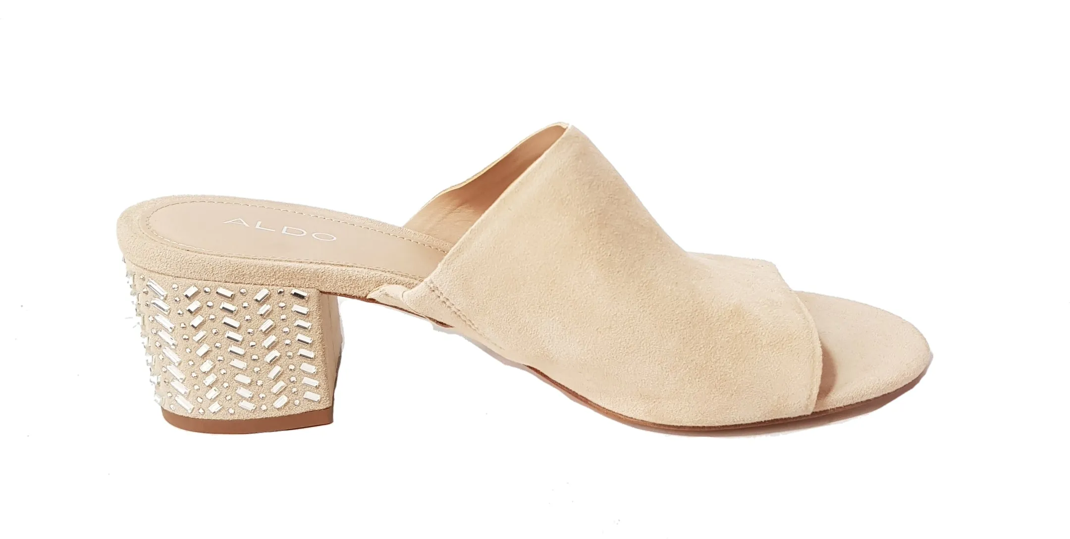 ALDO EDAREMMA Beige Suede Peep Toe Mules | Gently Used |