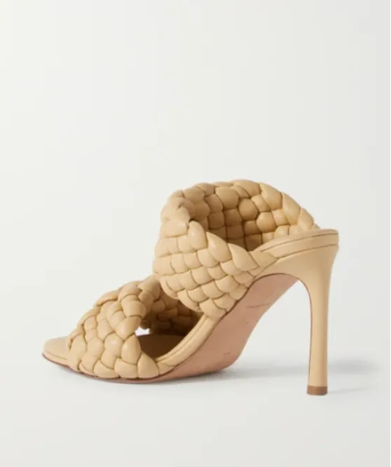 BOTTEGA VENETA Sand/Yellow Intrecciato quilted leather mules EU 38 UK 5