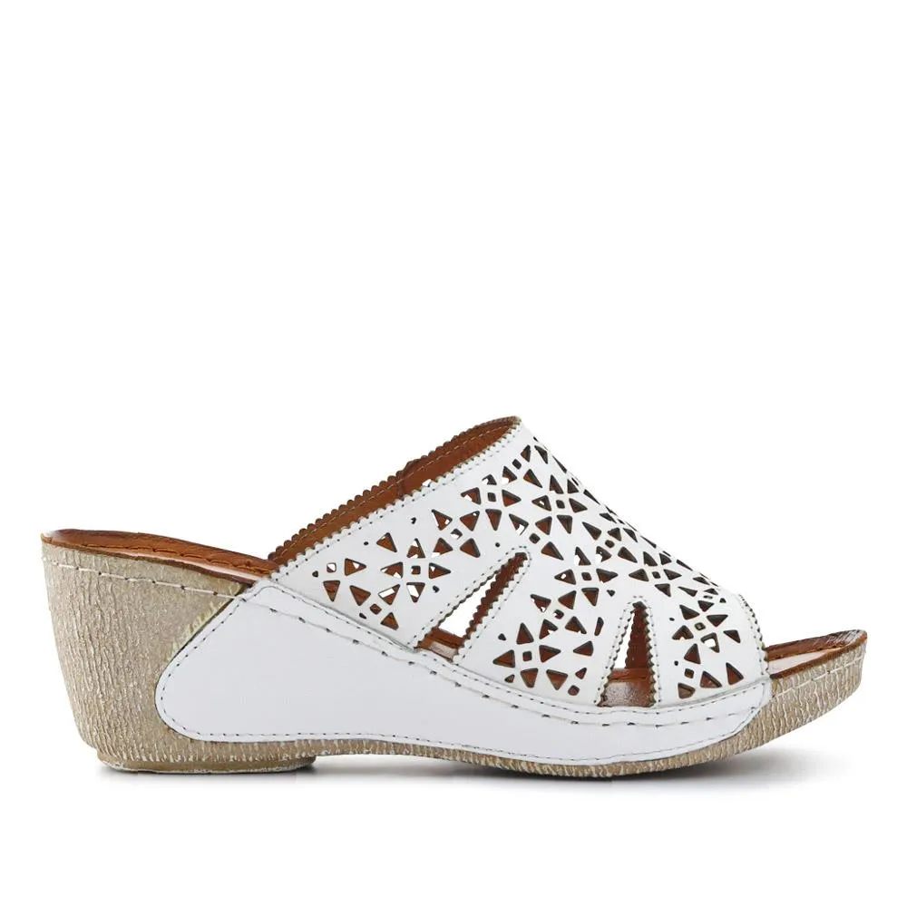 Breathable Leather Wedged Mules - KARY41000 / 327 476