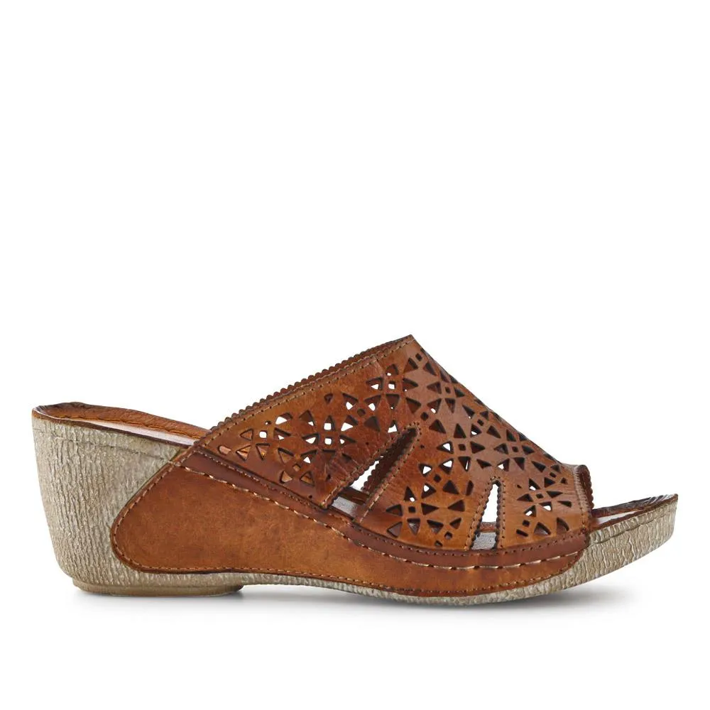 Breathable Leather Wedged Mules - KARY41000 / 327 476