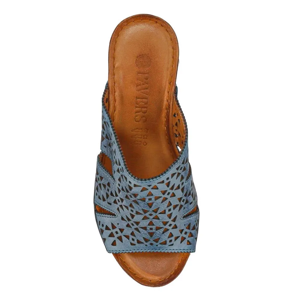 Breathable Leather Wedged Mules - KARY41000 / 327 476
