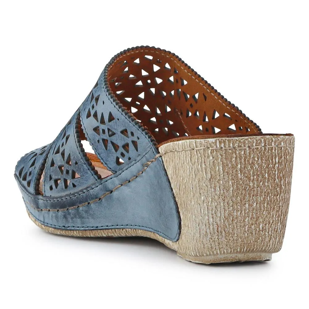 Breathable Leather Wedged Mules - KARY41000 / 327 476