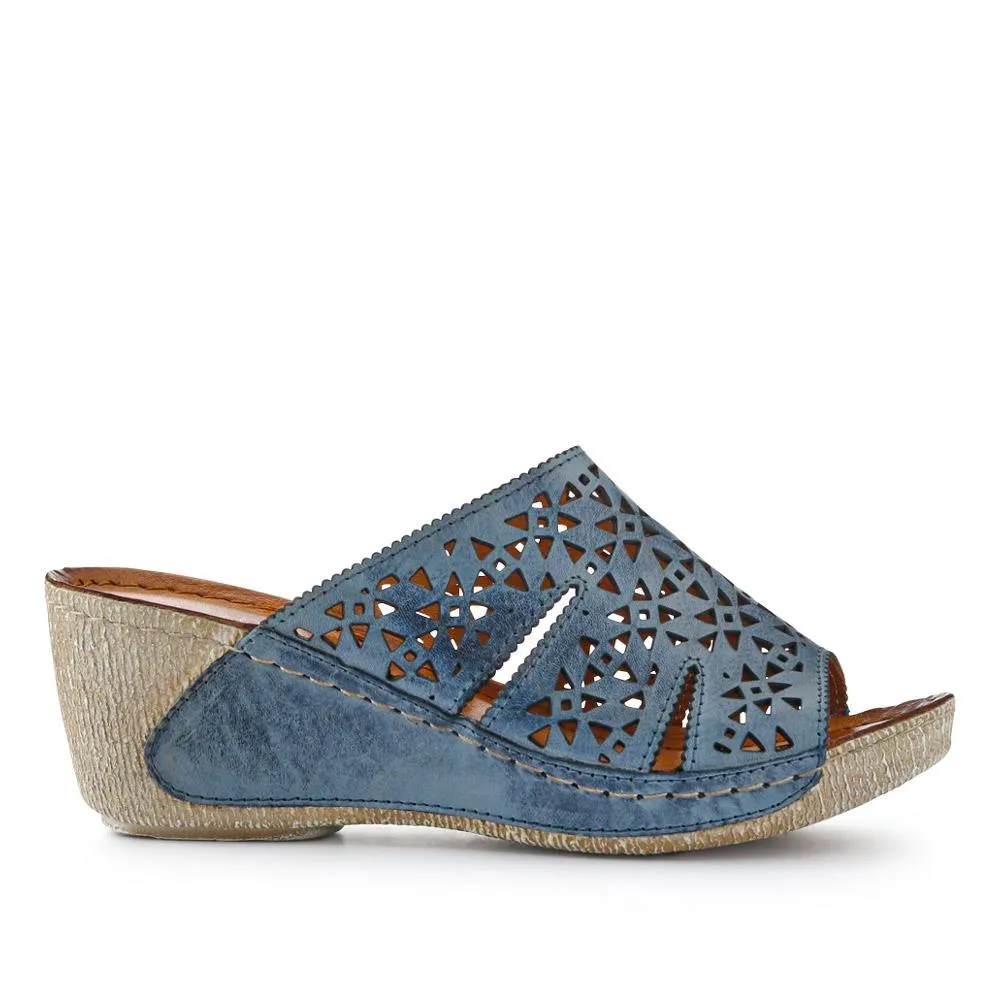 Breathable Leather Wedged Mules - KARY41000 / 327 476