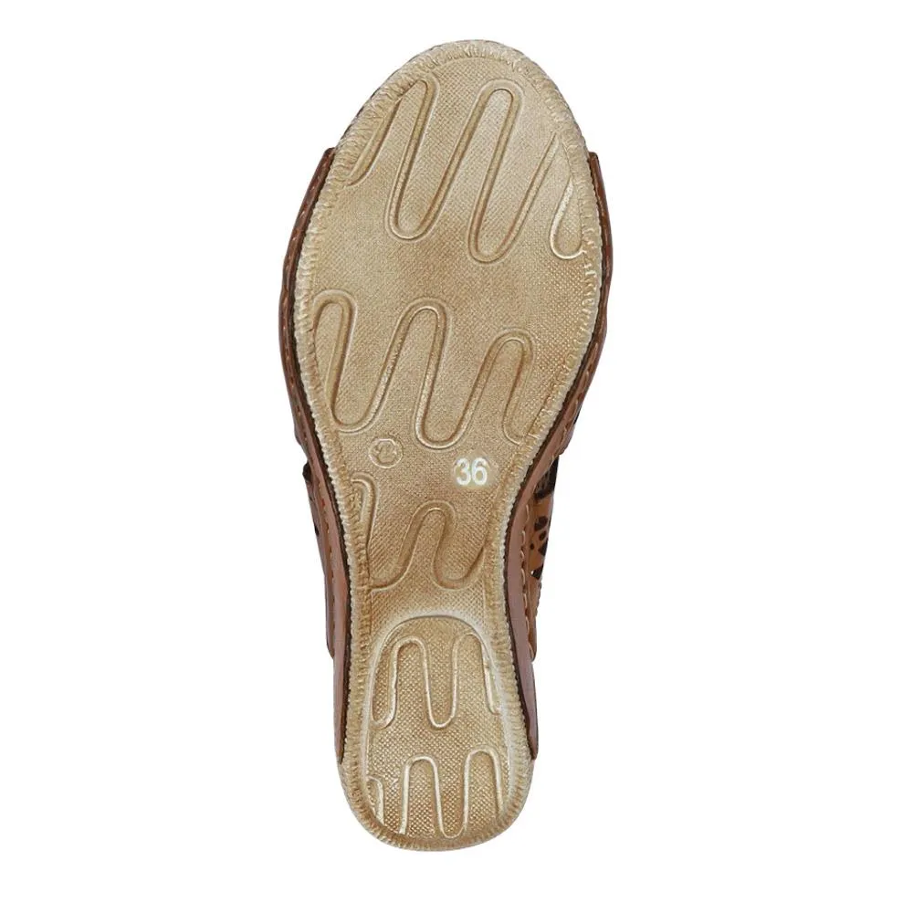 Breathable Leather Wedged Mules - KARY41000 / 327 476