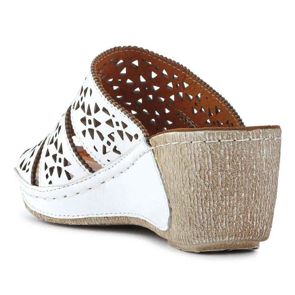 Breathable Leather Wedged Mules - KARY41000 / 327 476