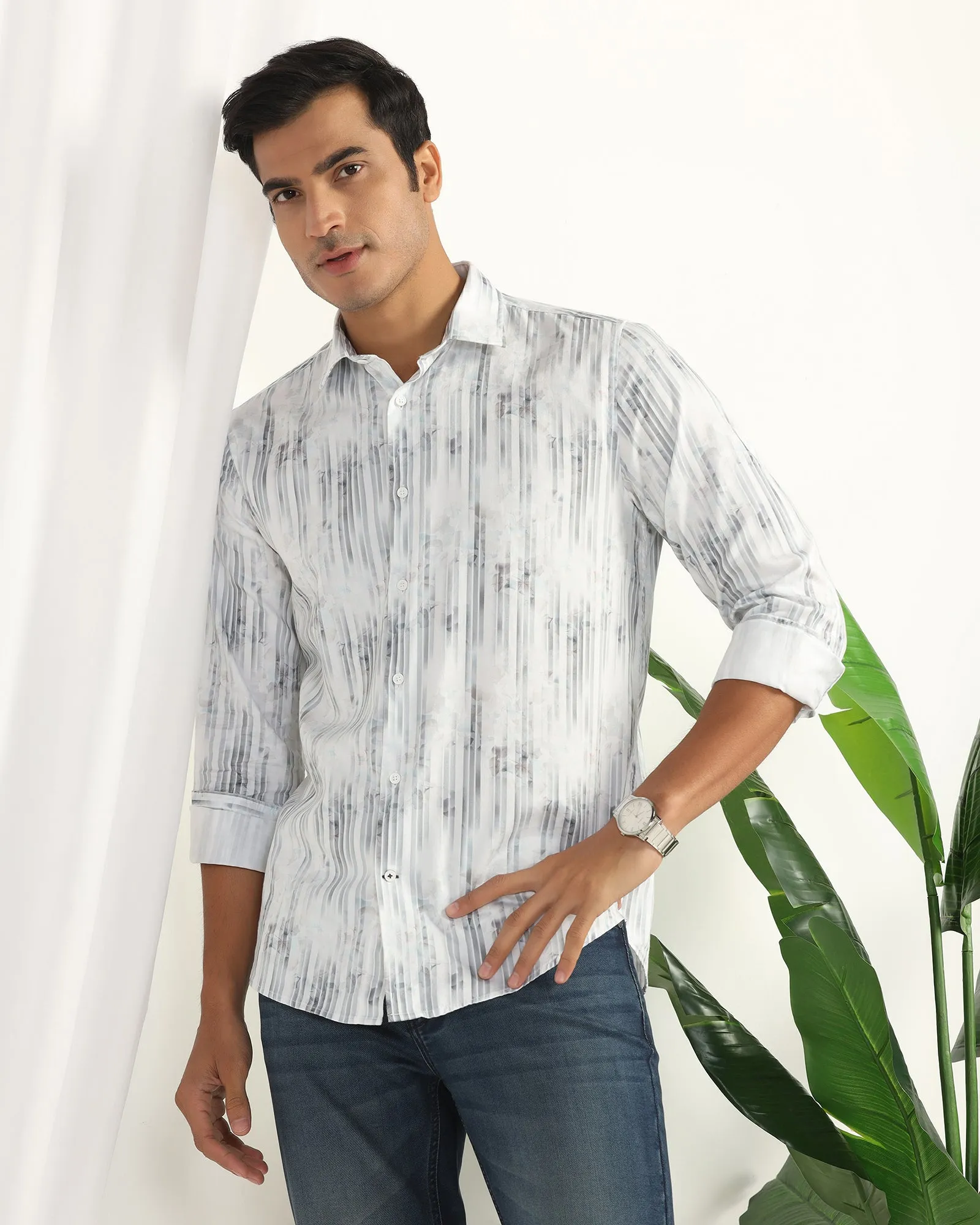 Casual White Printed Shirt - Pacom