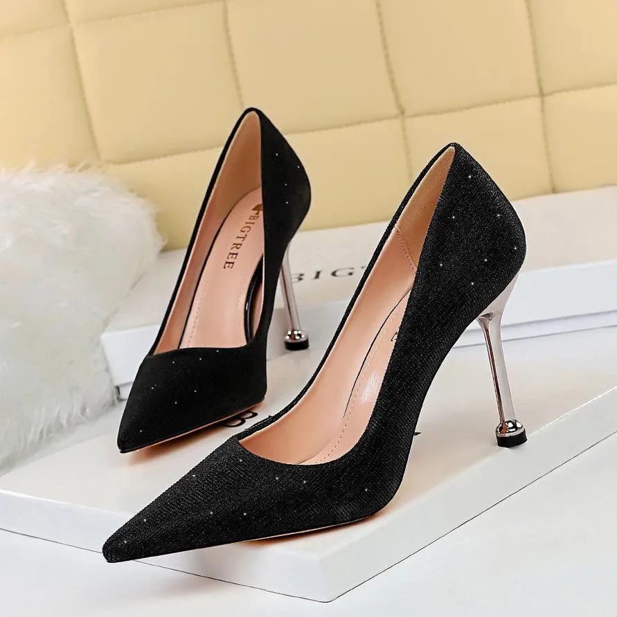 Chicvane Womens Shine Pointed Toe Stiletto Heel Party Bridal Pumps