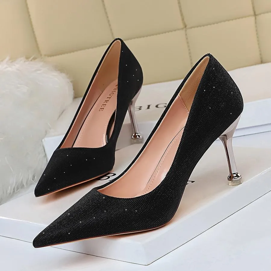 Chicvane Womens Shine Pointed Toe Stiletto Heel Party Bridal Pumps