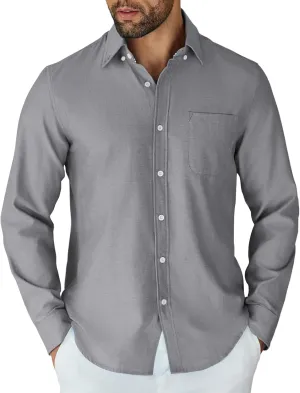 COOFANDY Mens Long Sleeve Button Down Shirt Casual Untucked Shirts for Men Oxford Dress Shirts