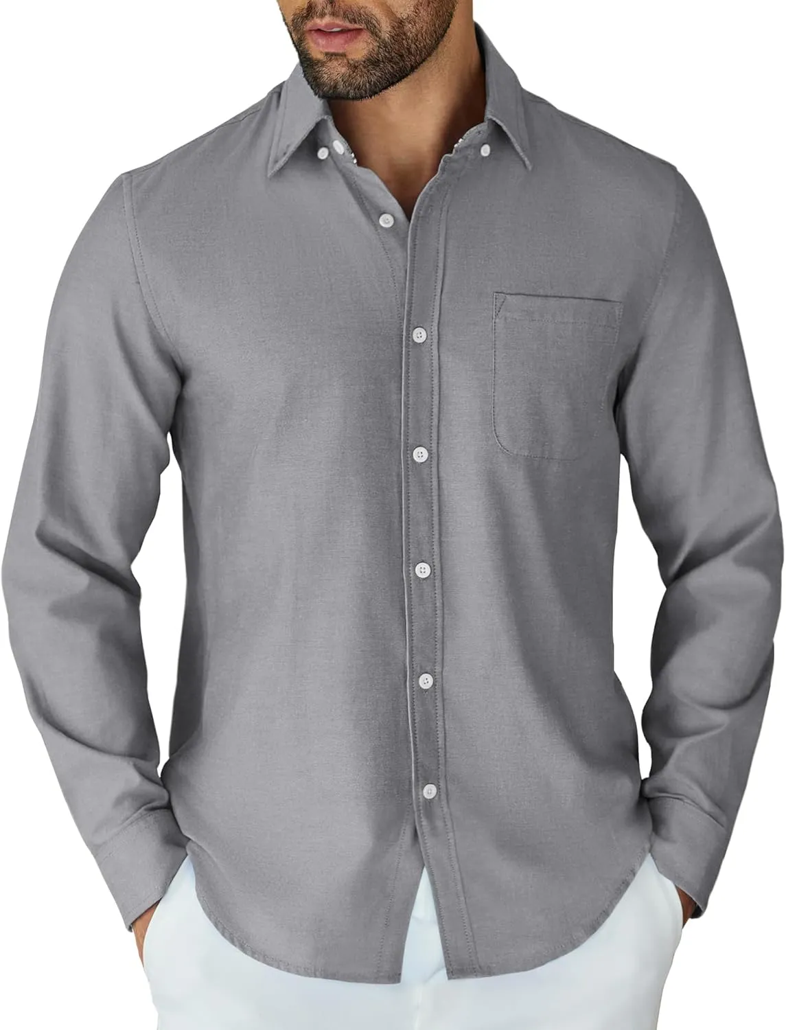 COOFANDY Mens Long Sleeve Button Down Shirt Casual Untucked Shirts for Men Oxford Dress Shirts