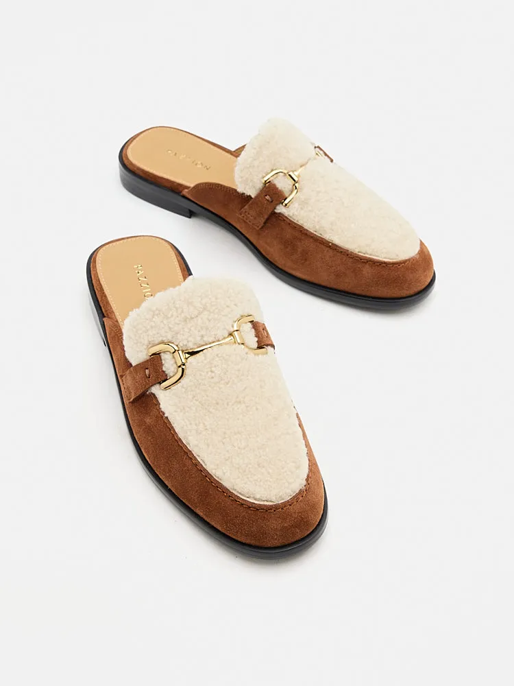 Corene Fur Top Suede Mules