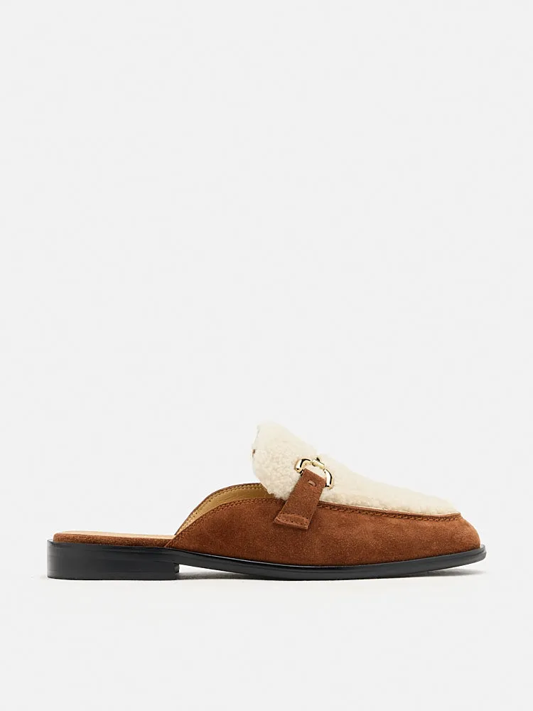 Corene Fur Top Suede Mules