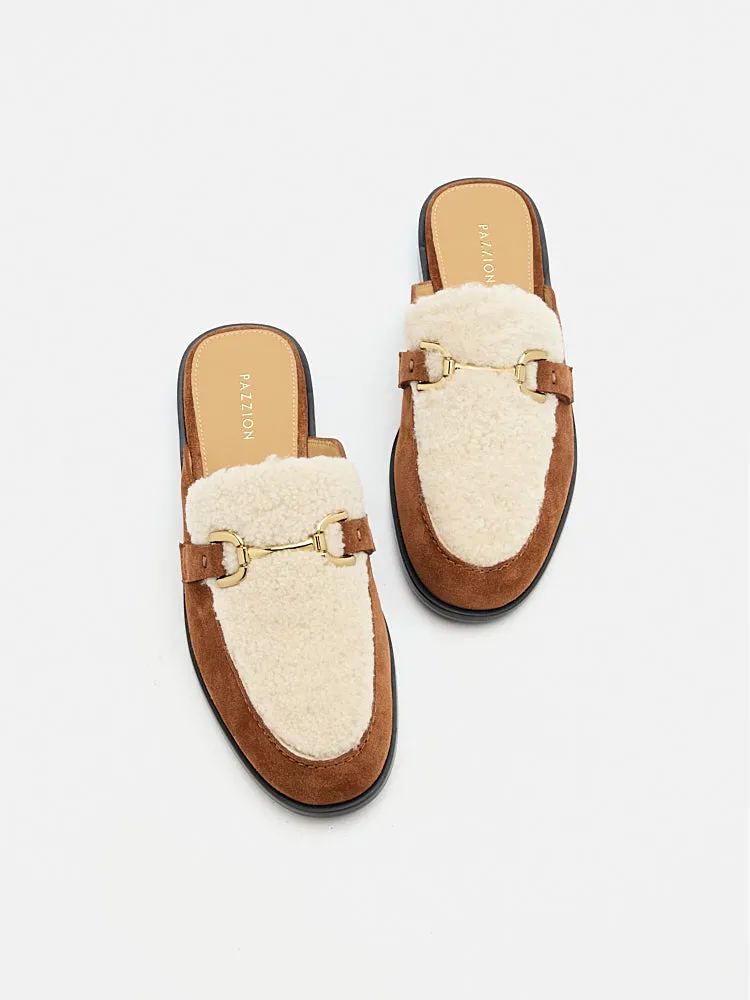 Corene Fur Top Suede Mules