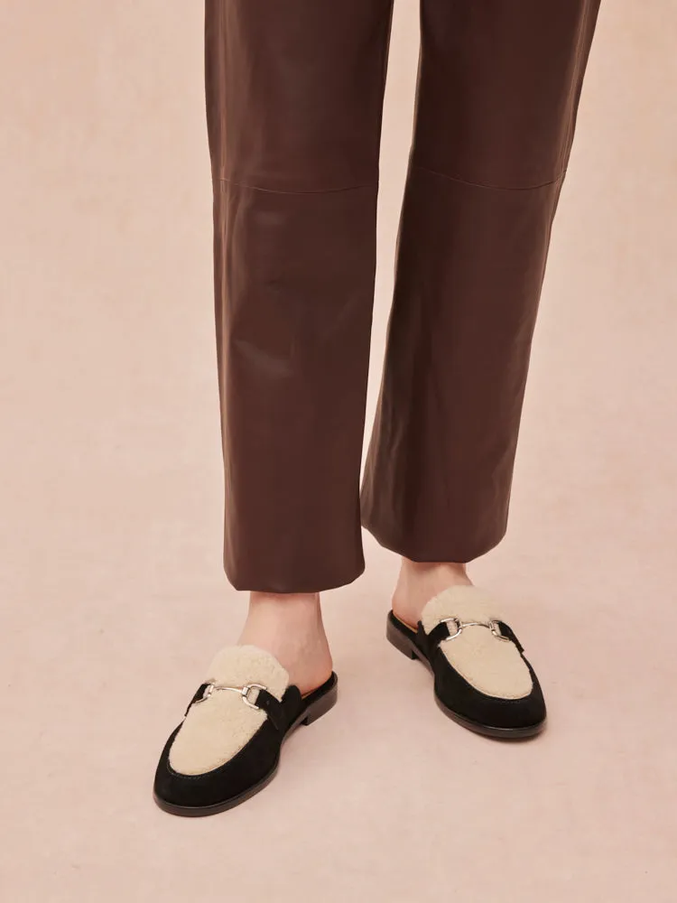 Corene Fur Top Suede Mules