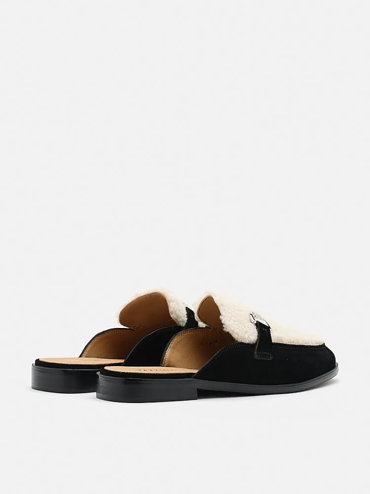 Corene Fur Top Suede Mules