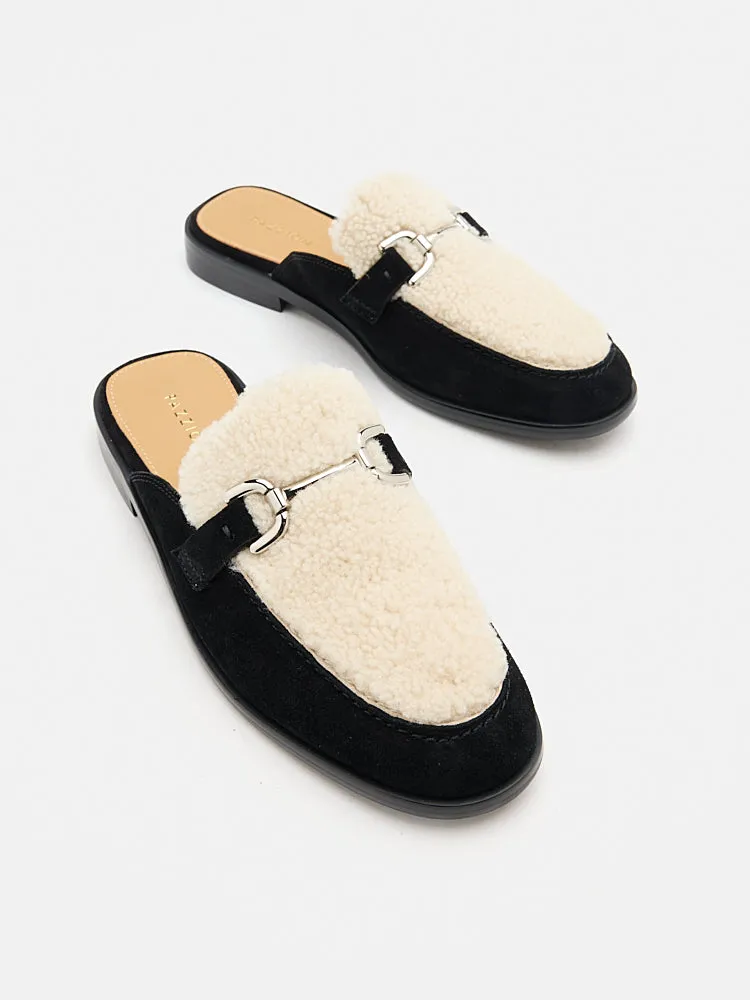 Corene Fur Top Suede Mules