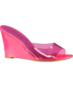 Emili Sindlev X Bettina Vermillon Pink Britney Pvc-patent Leather Wedge Mules UK 5 EU 38 👠