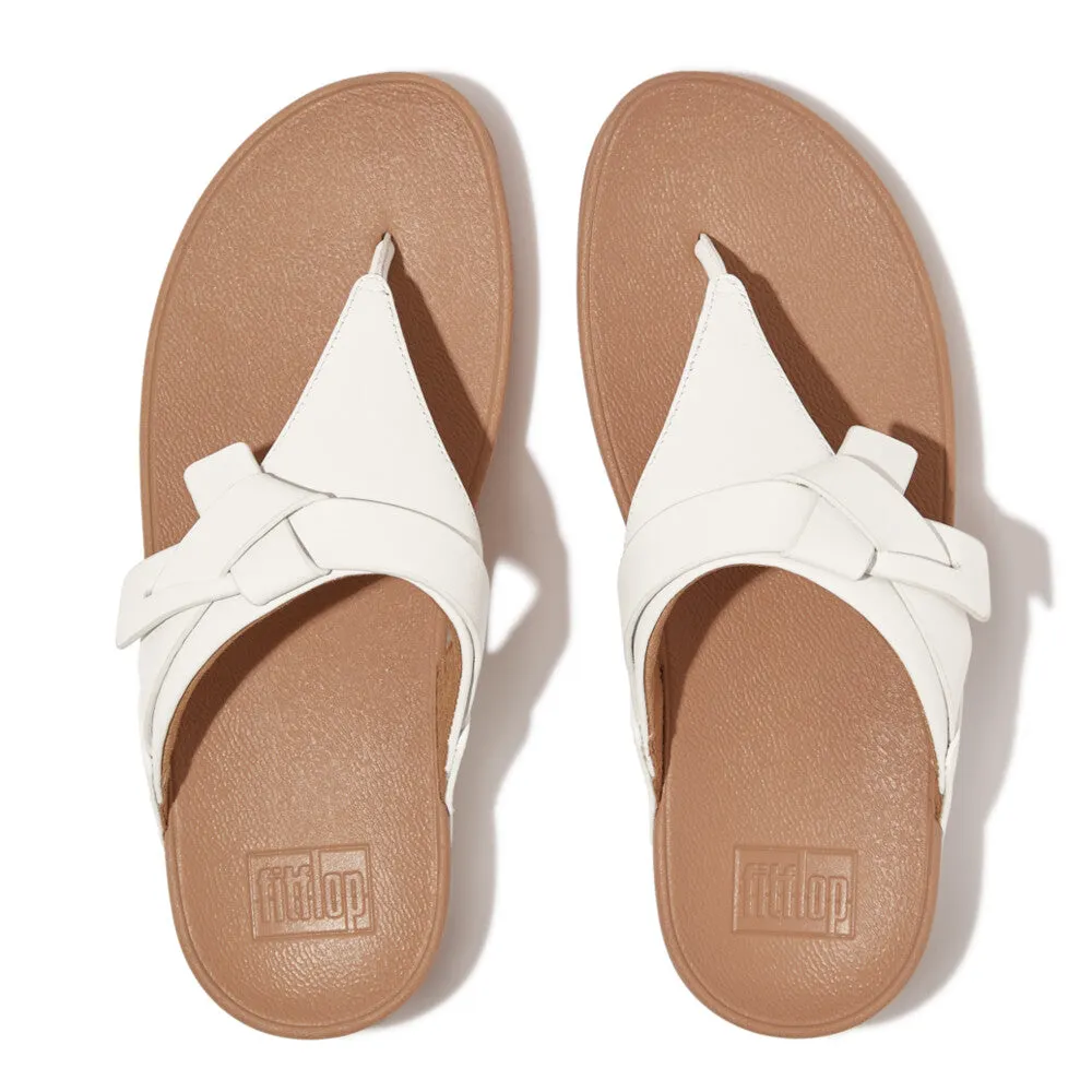 Fitflop Lulu Folded Knot Leather Toe-Post Sandals Urban White