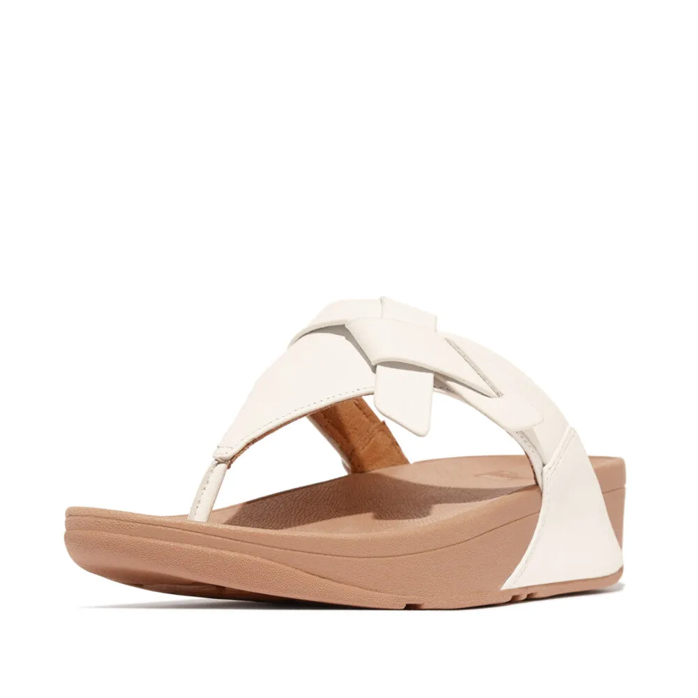 Fitflop Lulu Folded Knot Leather Toe-Post Sandals Urban White