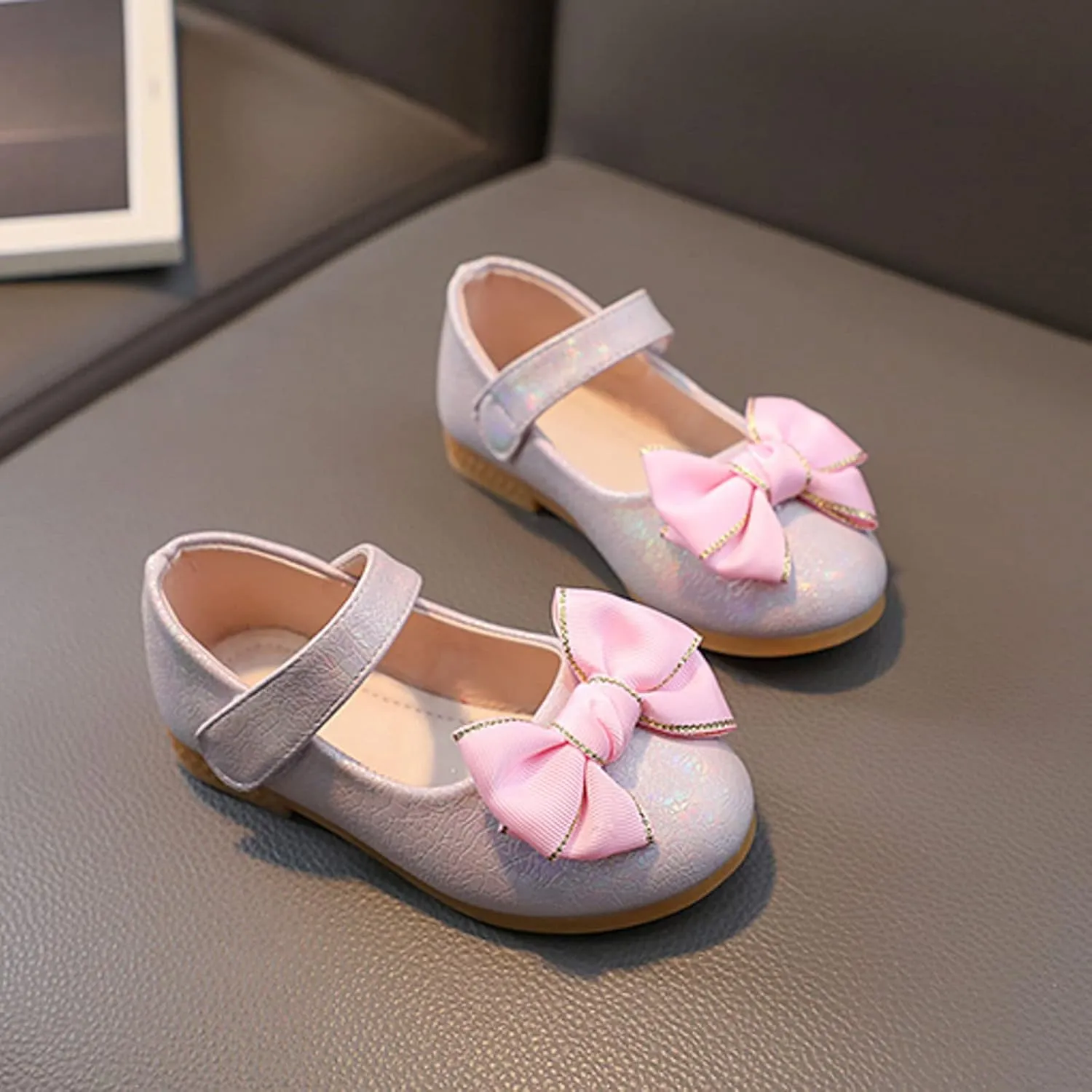 Girls Mary Jane Toddler Flower Baby Dress Shoes Little Girl Ballet Flats Bow Strap for Wedding Party School
