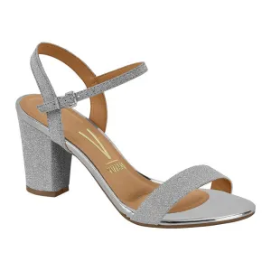 Glitter Silver Block Heels