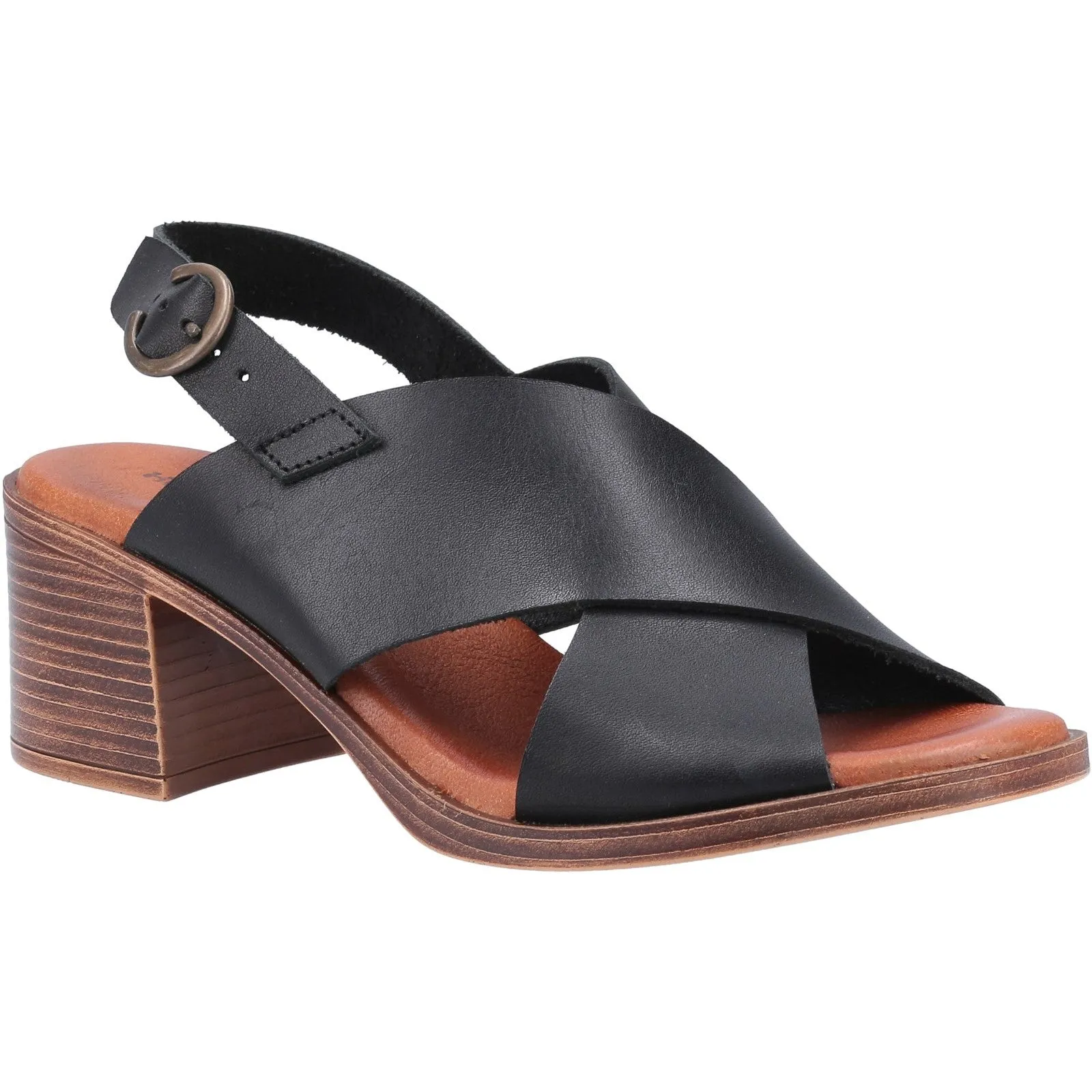 Hush Puppies Womens Gabrielle Leather Sandal - Black