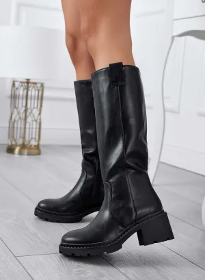 KATIA - Black boots with comfortable heels