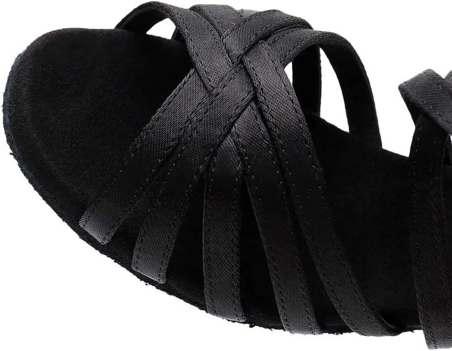 Latin Dance Shoes for Woman Glitter Party Shoes Ballroom Dancing Shoe Professional Practice Sandals Low Block Heels