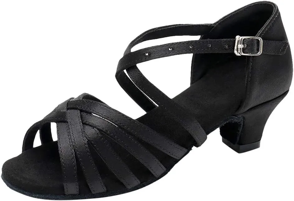 Latin Dance Shoes for Woman Glitter Party Shoes Ballroom Dancing Shoe Professional Practice Sandals Low Block Heels