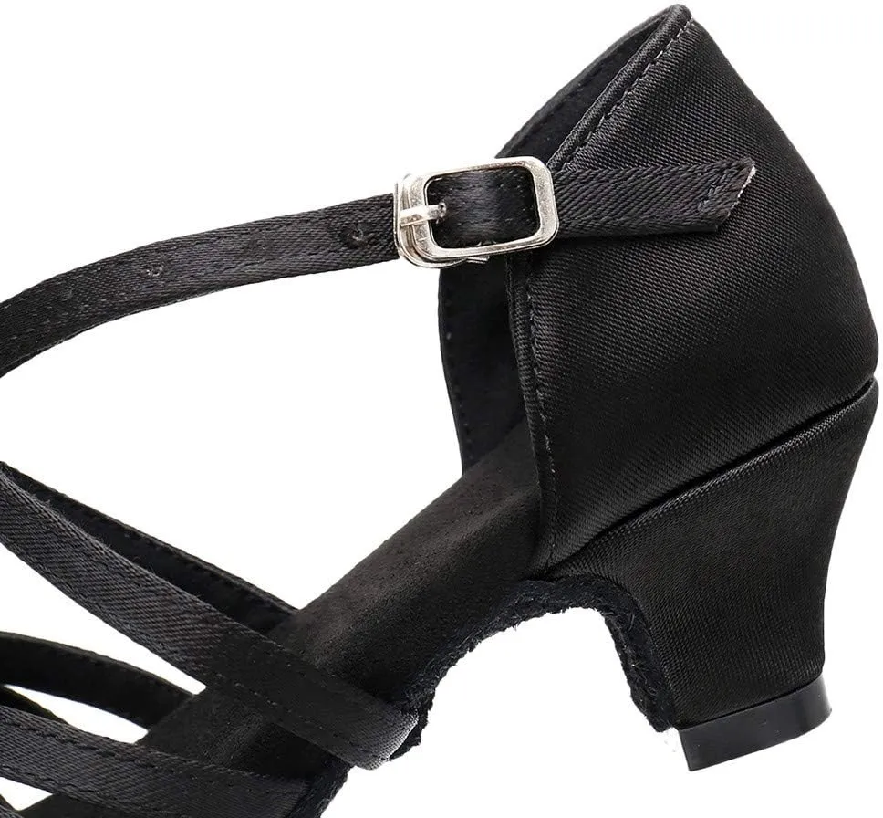 Latin Dance Shoes for Woman Glitter Party Shoes Ballroom Dancing Shoe Professional Practice Sandals Low Block Heels