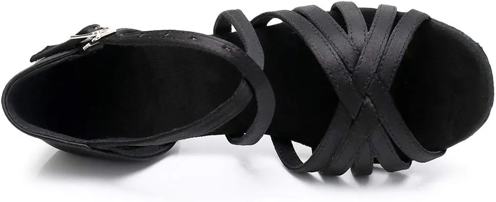 Latin Dance Shoes for Woman Glitter Party Shoes Ballroom Dancing Shoe Professional Practice Sandals Low Block Heels
