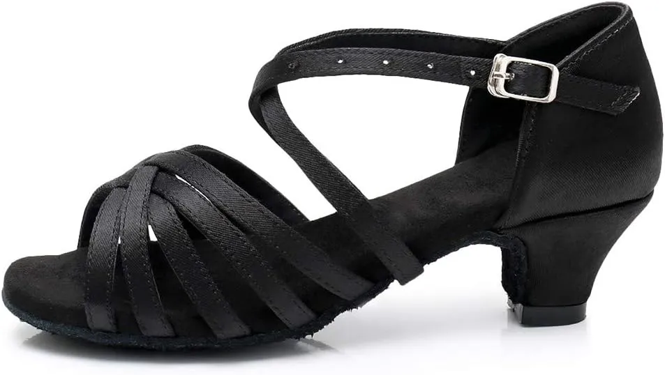Latin Dance Shoes for Woman Glitter Party Shoes Ballroom Dancing Shoe Professional Practice Sandals Low Block Heels