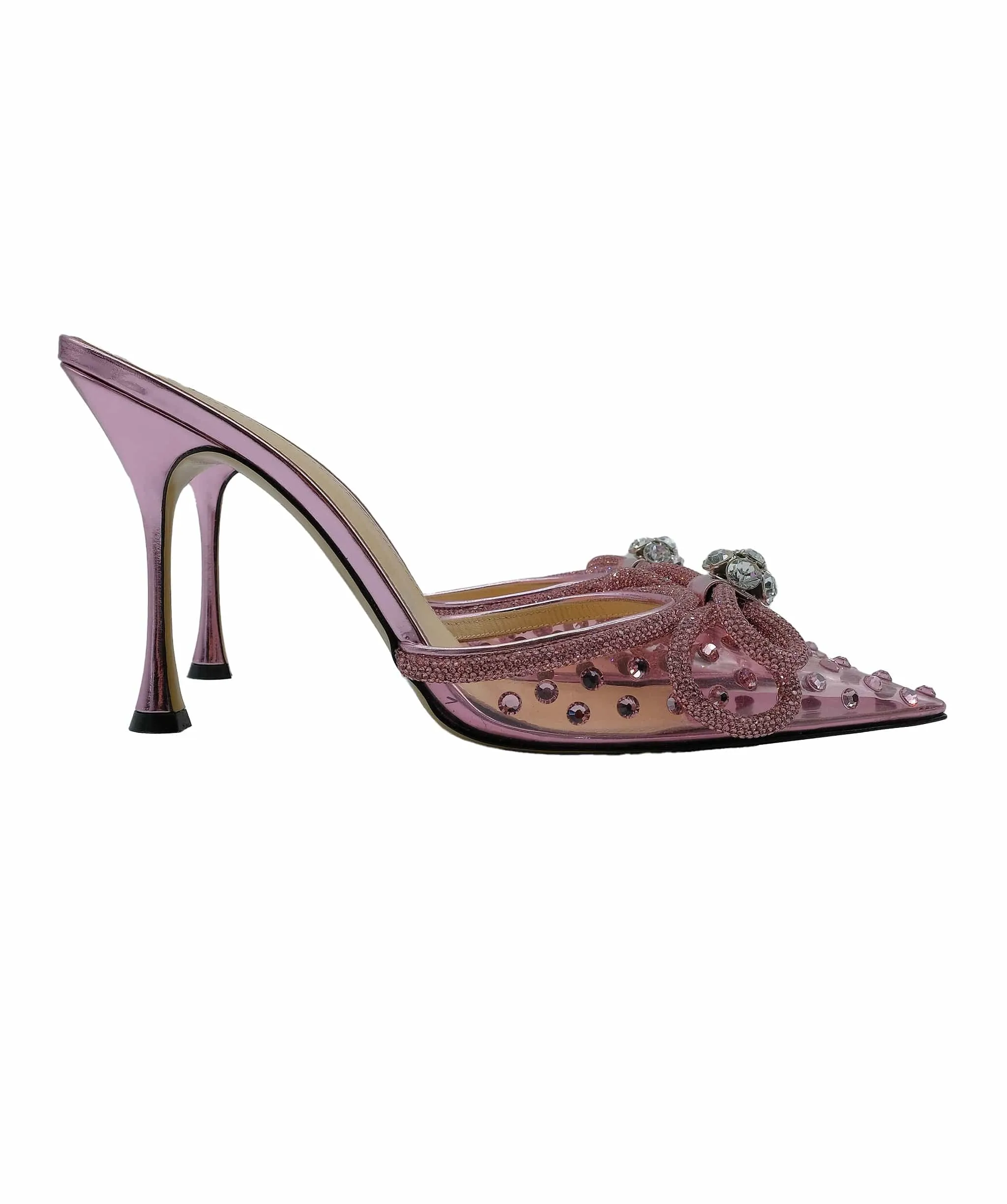 Mach & Mach Pink Double Bow Embellished PVC Mules  Size 41.5 RJC2897