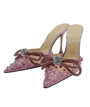 Mach & Mach Pink Double Bow Embellished PVC Mules  Size 41.5 RJC2897