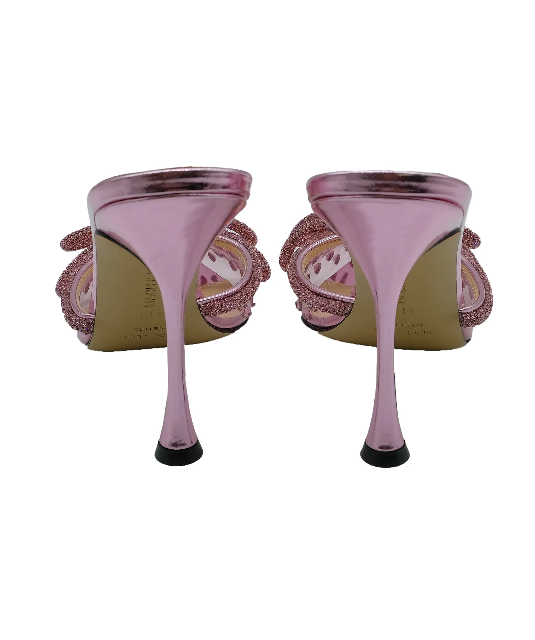 Mach & Mach Pink Double Bow Embellished PVC Mules  Size 41.5 RJC2897