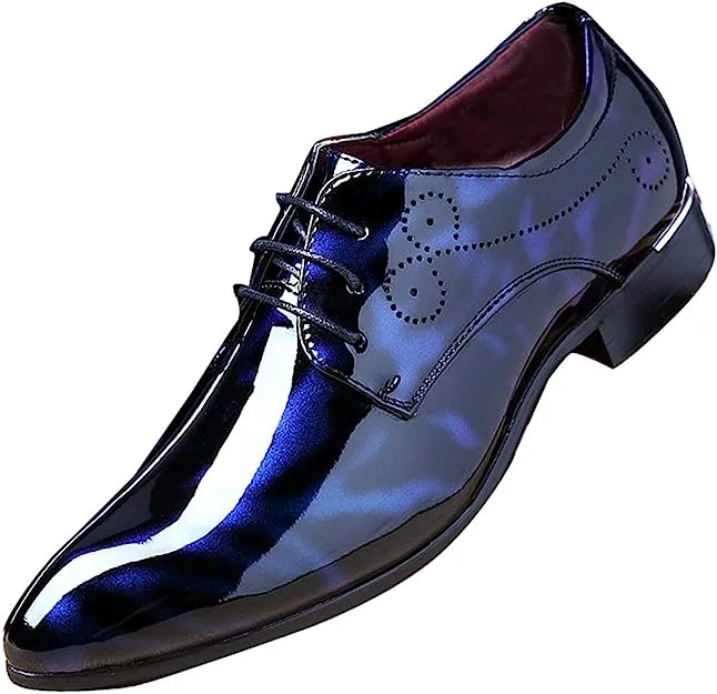 Men's Red Floral Patent Leather Oxford Dress Shoes