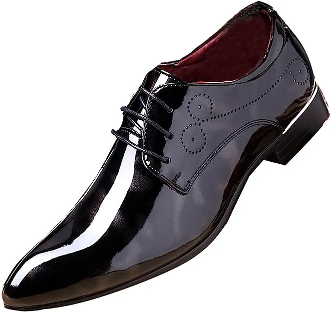 Men's Red Floral Patent Leather Oxford Dress Shoes