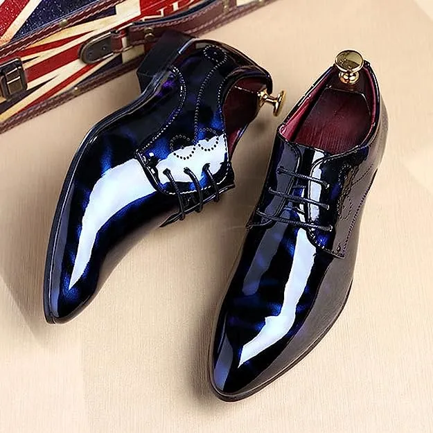 Men's Red Floral Patent Leather Oxford Dress Shoes