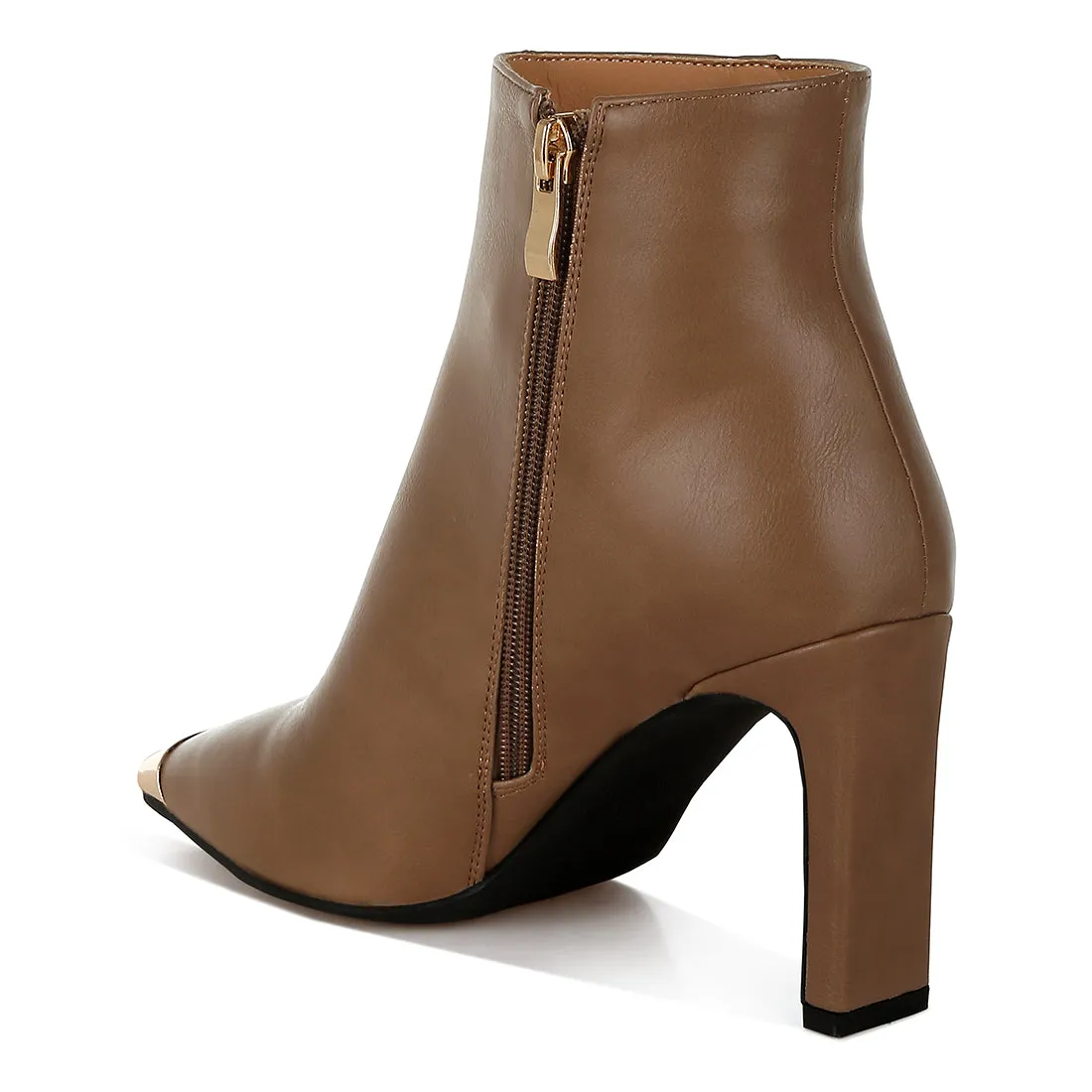 Metallic Cap Toe Faux Leather Boots
