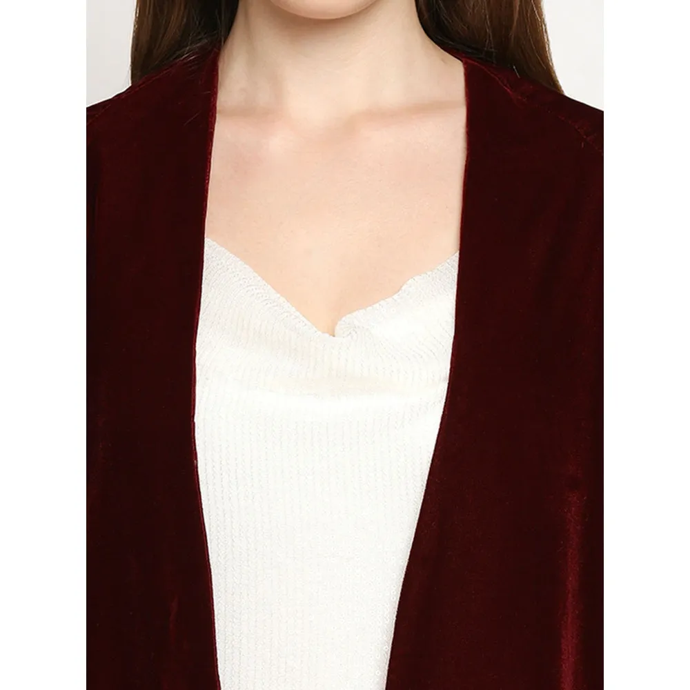 Monk & Mei Arzu-Sequin Dress And Cape-White And Maroon (Set Of 2)