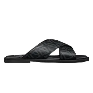 Monogram Street Style Black Slides