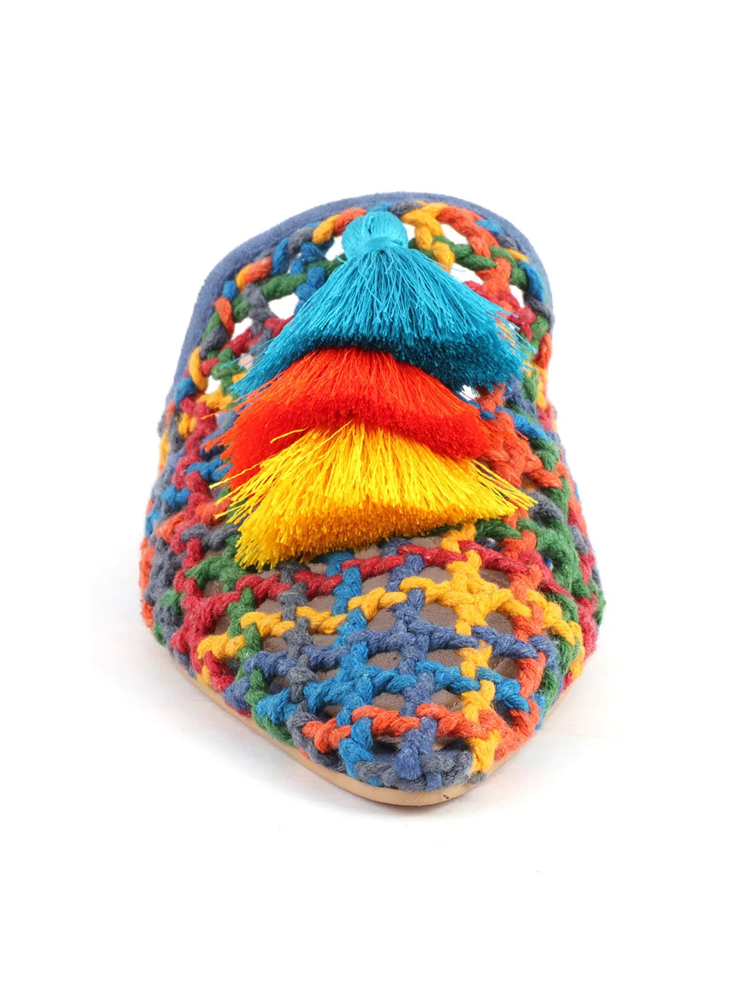 Multi Color Woven Up Miriam Flat Mules
