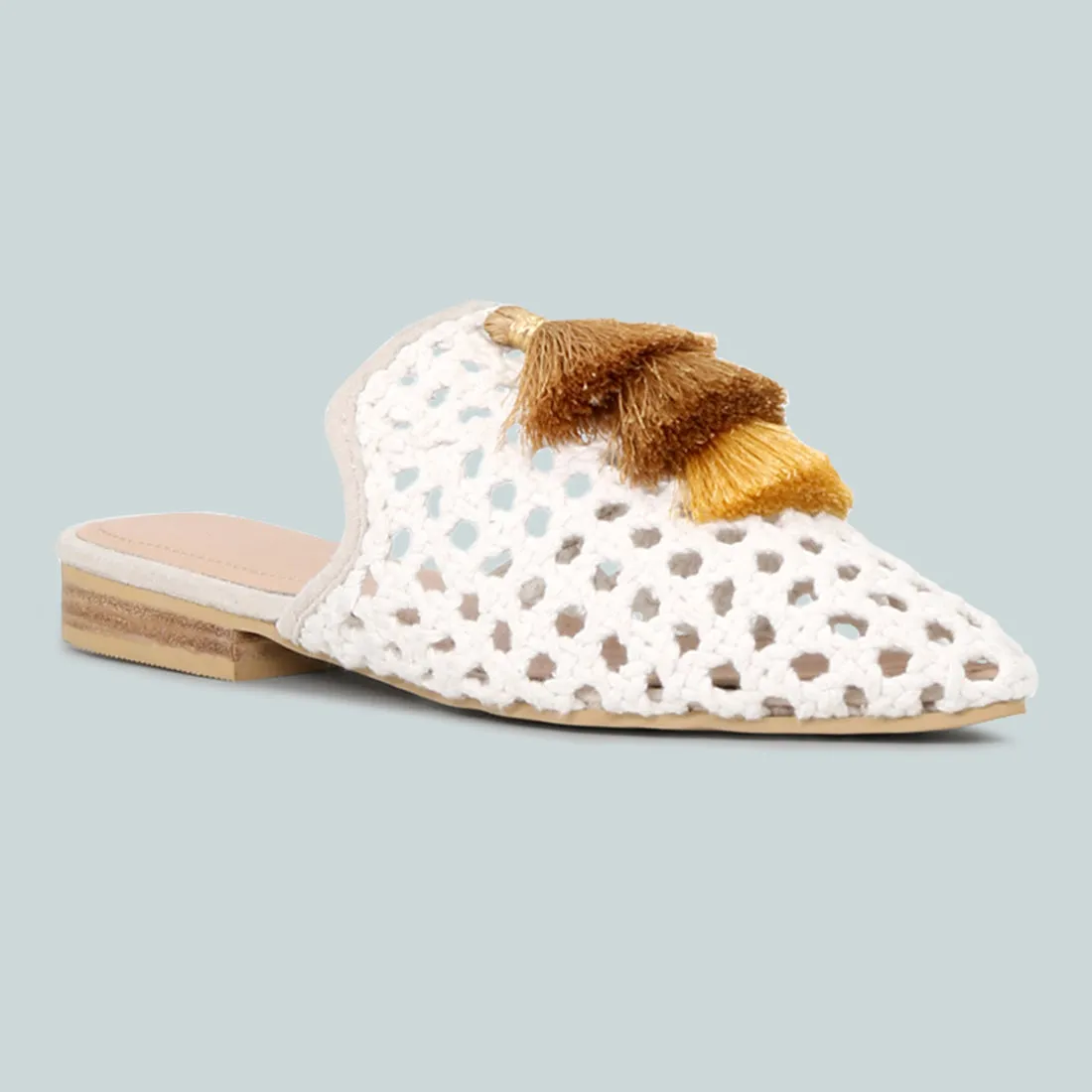 Multi Color Woven Up Miriam Flat Mules