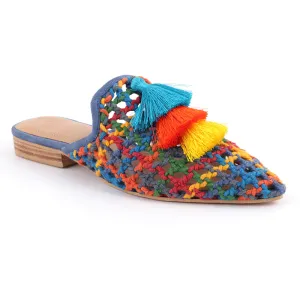 Multi Color Woven Up Miriam Flat Mules