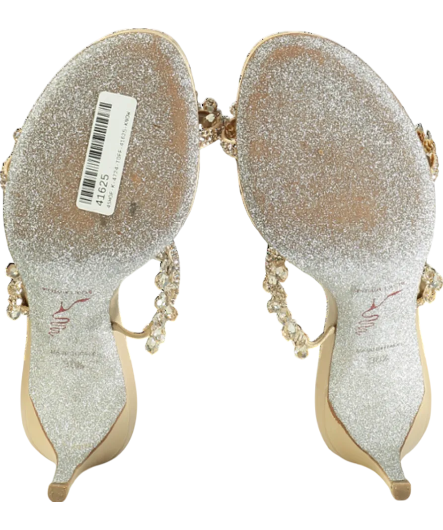 René Caovilla Nude 75mm Crystal-embellished Leather Mules UK 5.5 EU 38.5 👠