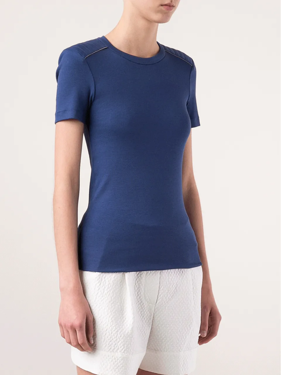 Short Sleeve Biker Detailed Rib Tee