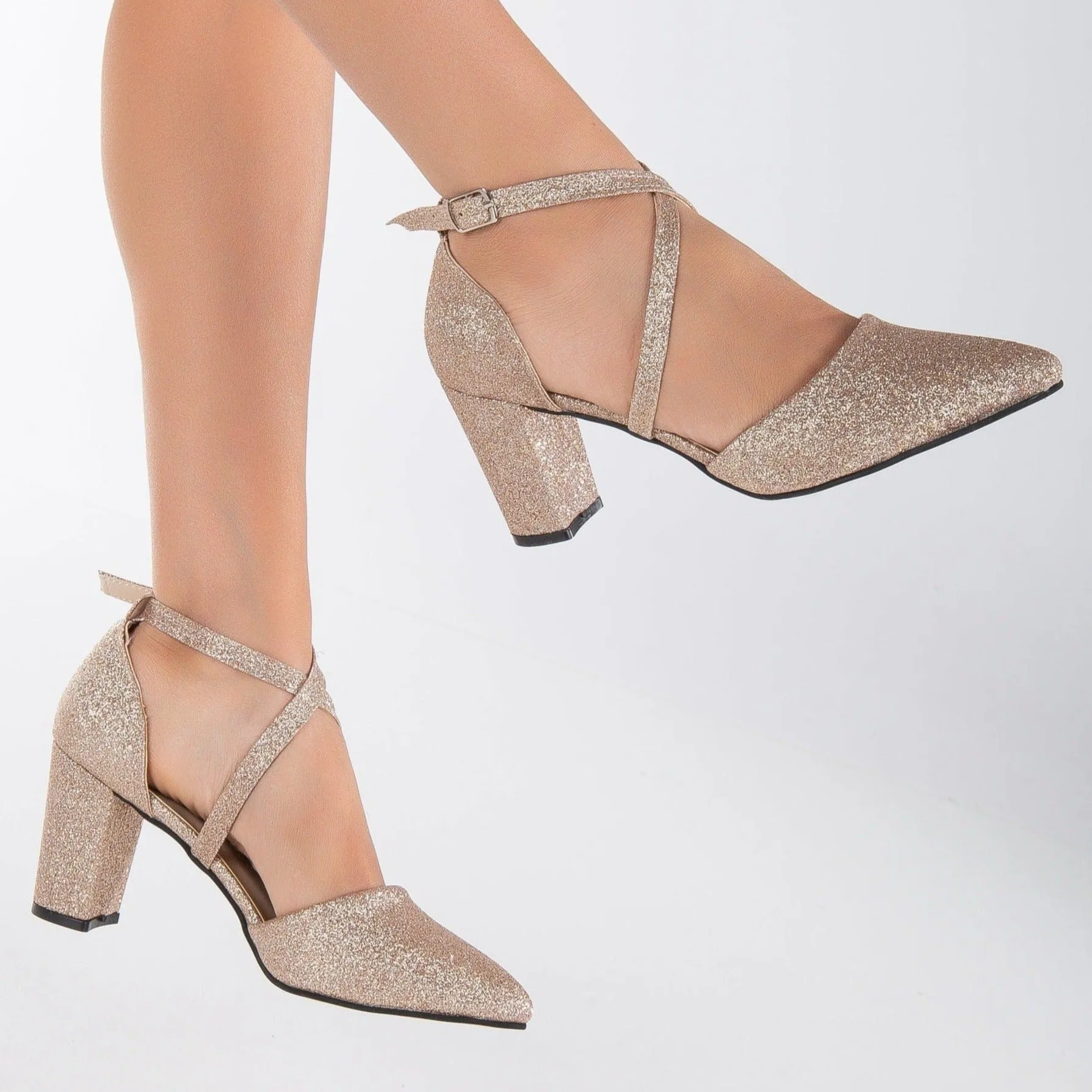 Sina - Rose Gold Glitter Wedding Shoes