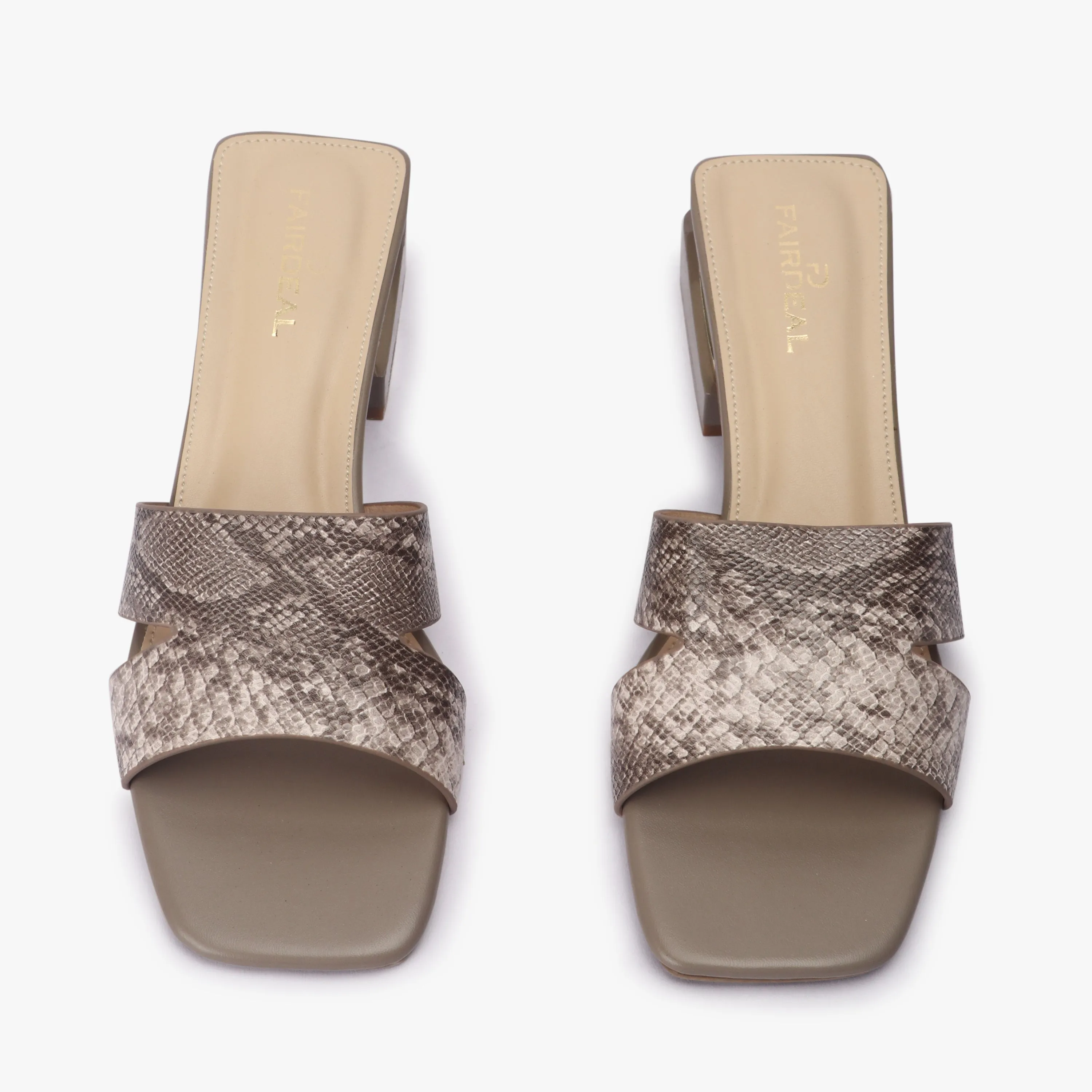 Snake Pattern Embellished Flat Mules