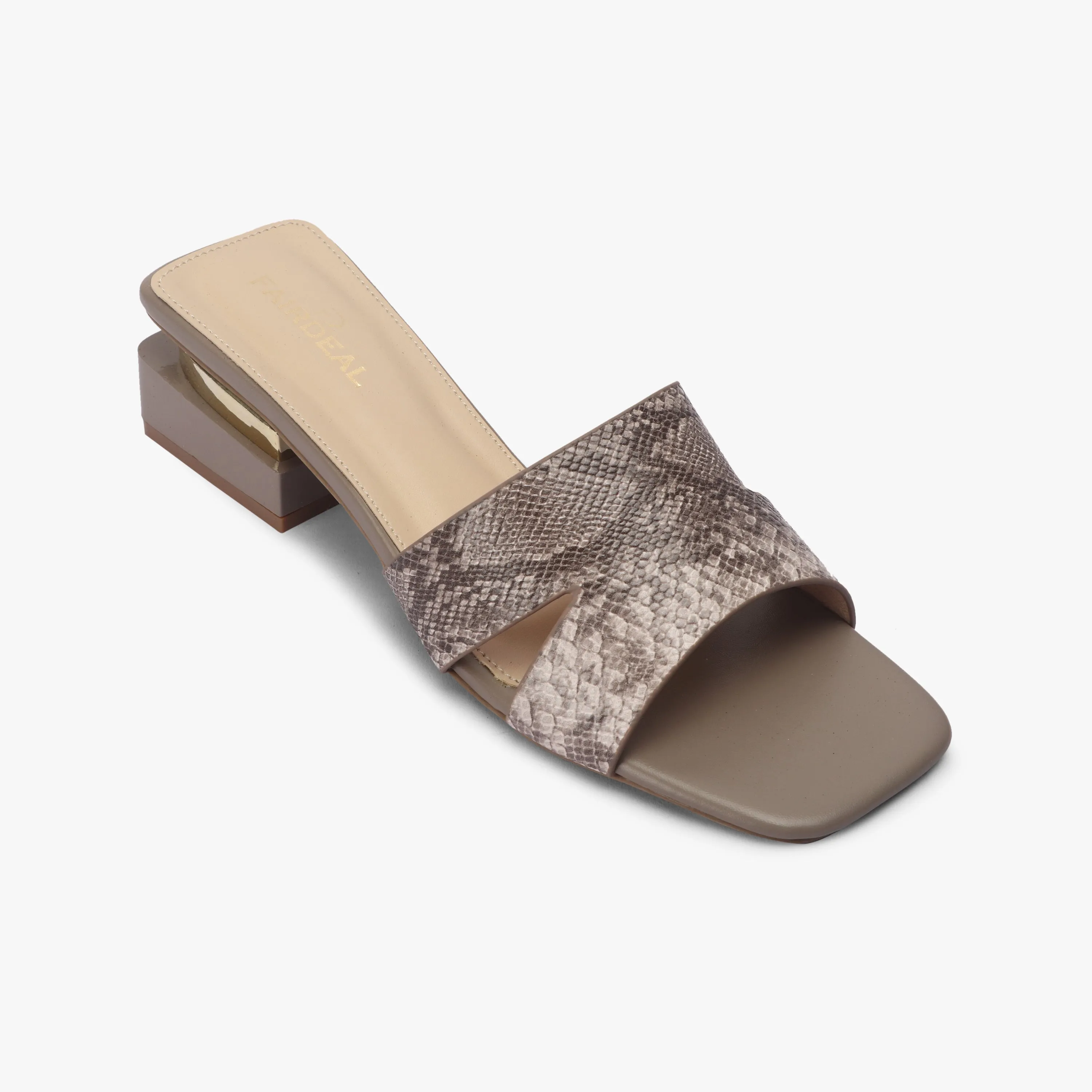 Snake Pattern Embellished Flat Mules